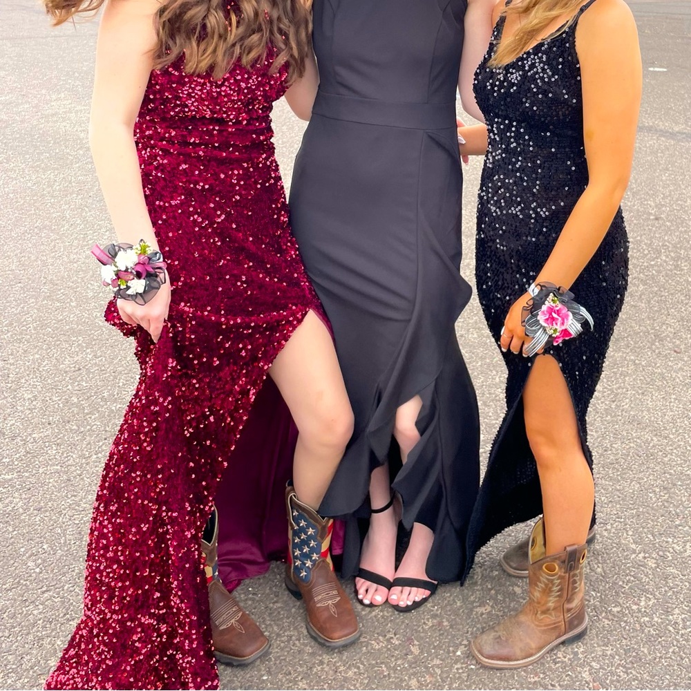 Sequin Prom Dresses One Shoulder Mermaid Evening Gown - Picture 2 of 5